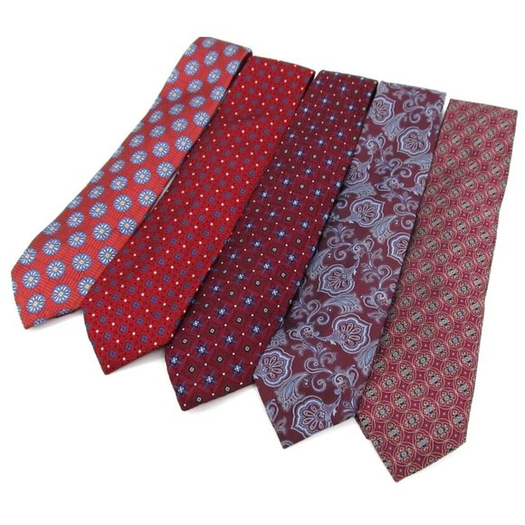 Lot of 5 Jos A Bank Signature Collection Mens Neckties Red 100% Silk Designer - Picture 14 of 14